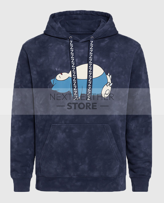 Snorlax Blue Mineral-Wash Pullover Hoodie