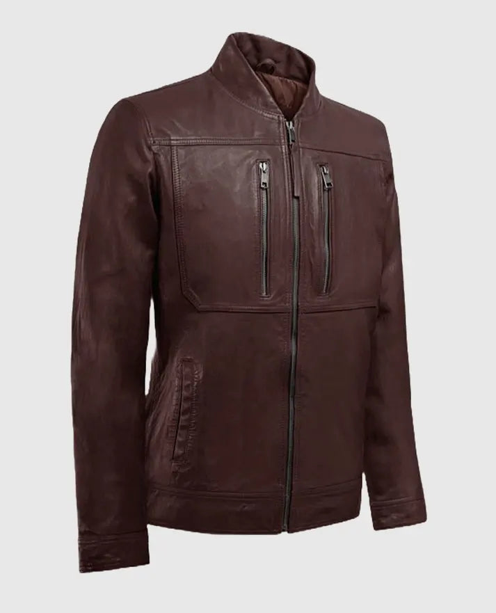 Men's Biker Thunder Storm Burgundy Leather Jacket