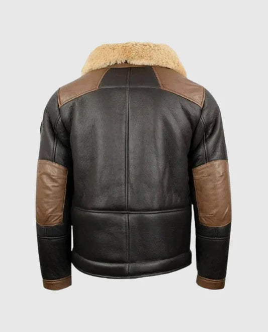 Men's F-35 Aviator Chocolate Brown Shearling Jacket