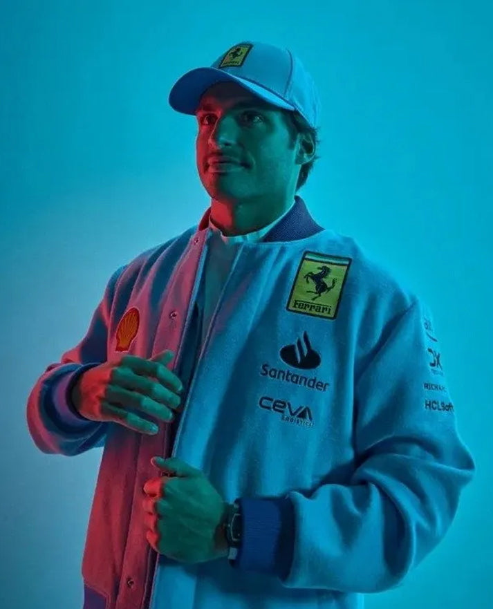 Ferrari Blue Miami Grand Prix Bomber Jacket