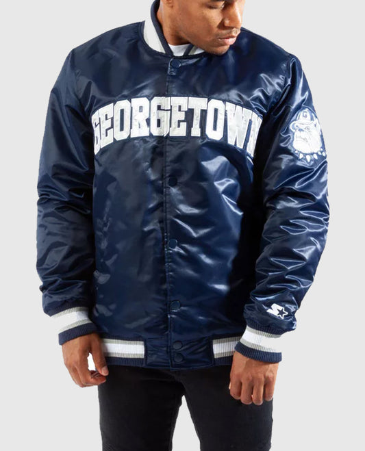Georgetown Starter Blue Satin Jacket
