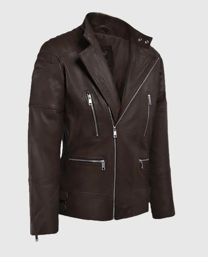 Men's Shotgun Brown Moto Leather Jacket