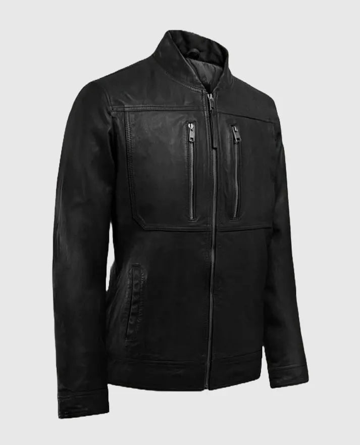 Men's Black Biker Thunder Storm Leather Jacket
