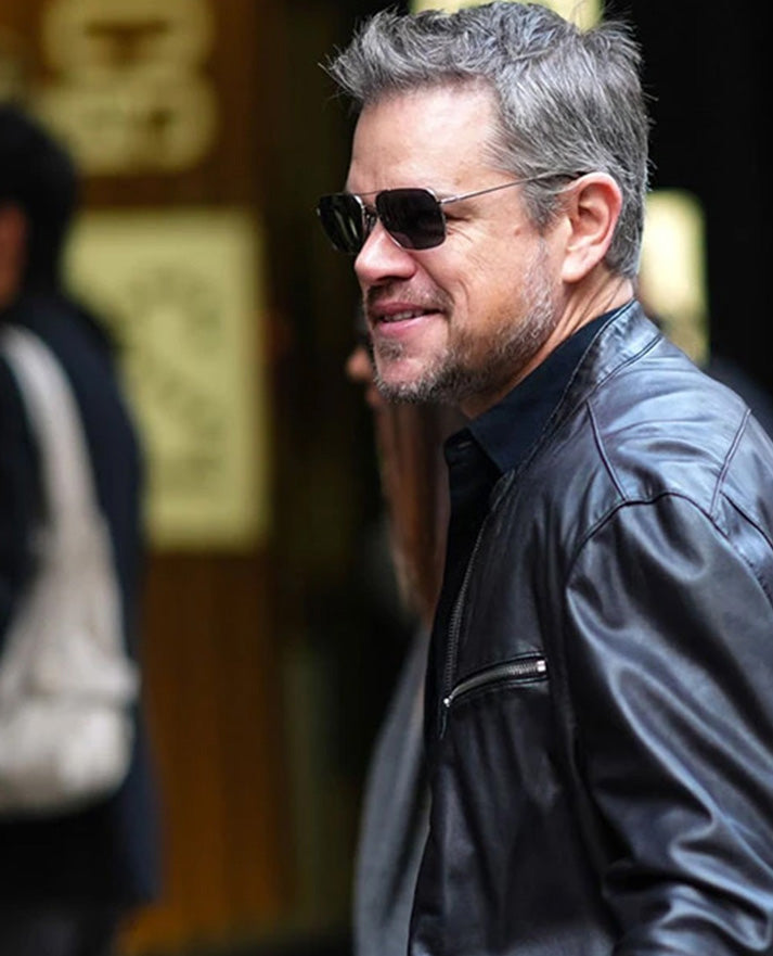 Matt Damon Black Leather Jacket