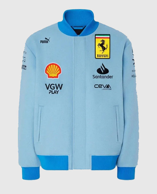 Ferrari Blue Miami Grand Prix Bomber Jacket