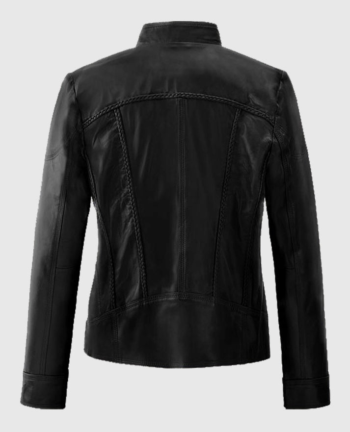 Clova Cafe Racer Leather Jacket For Women