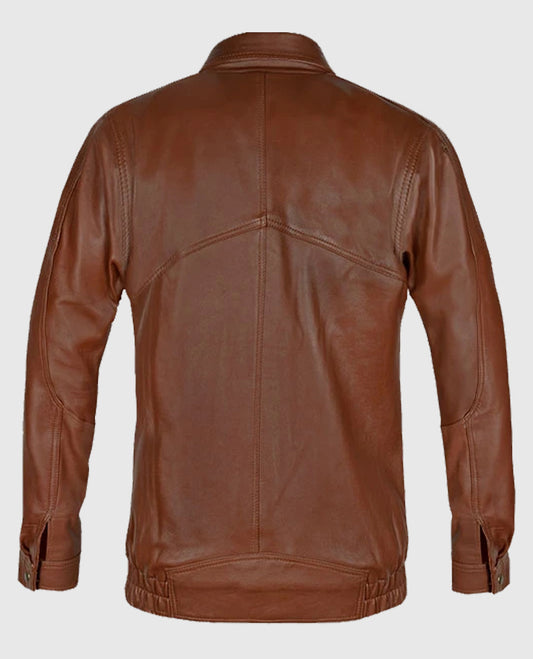 Men's Brown Aviator Bomber Leather Jacket