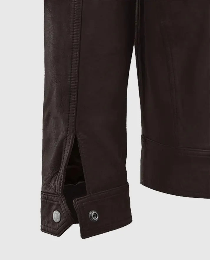 Thunder Storm Brown Biker Leather Jacket For Men