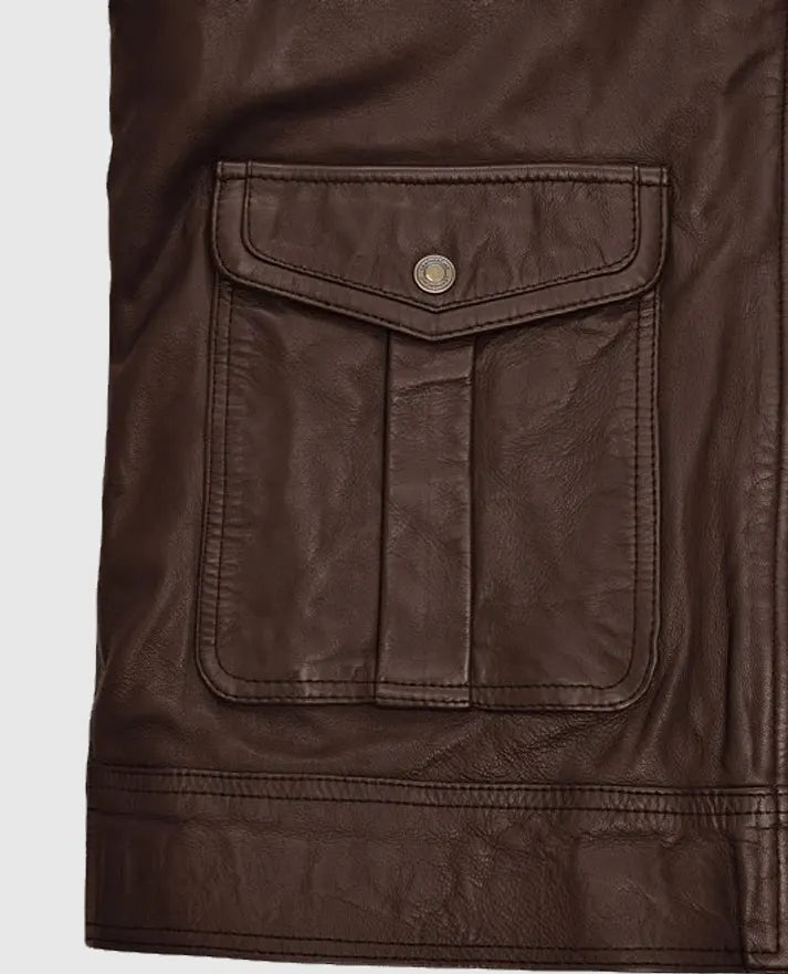Retro Style Brown Leather Jacket For Men