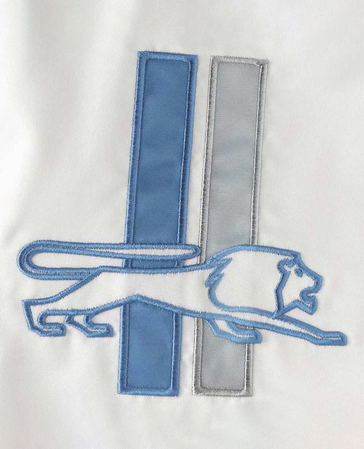White Detroit Lions Throwback D-Line Satin Jacket
