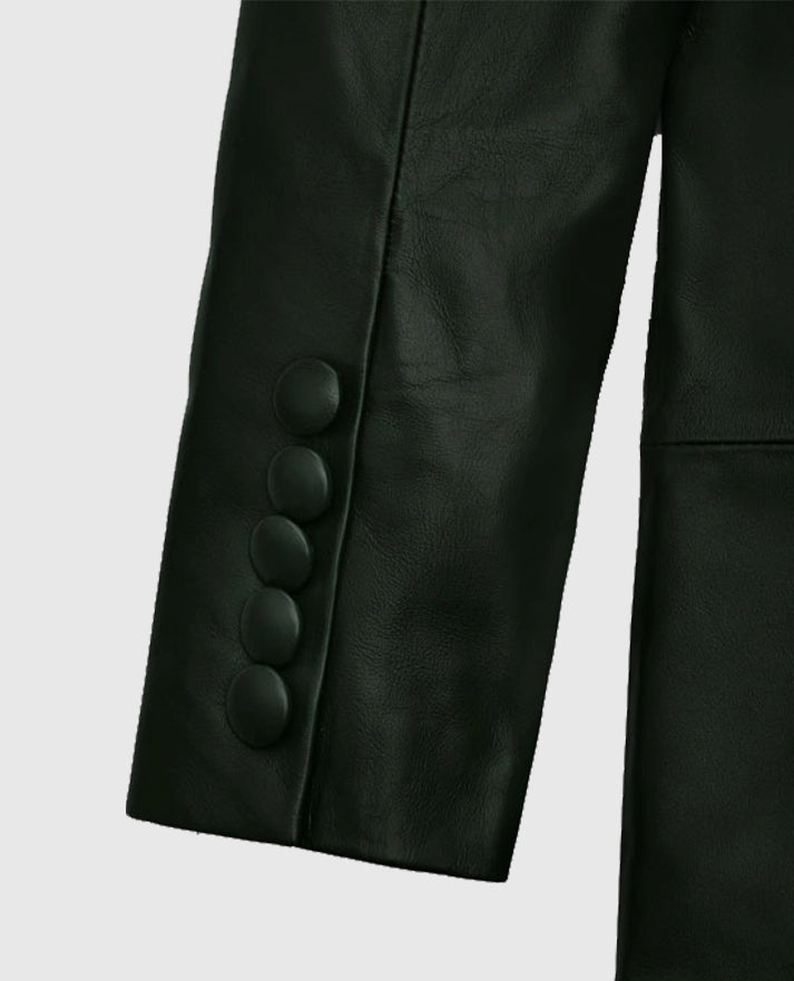 Chelsea Black Leather Long Coat For Women