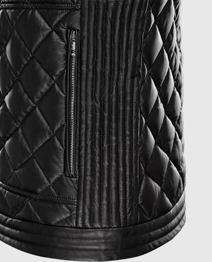 Men's Leather Vest with Quilted Design