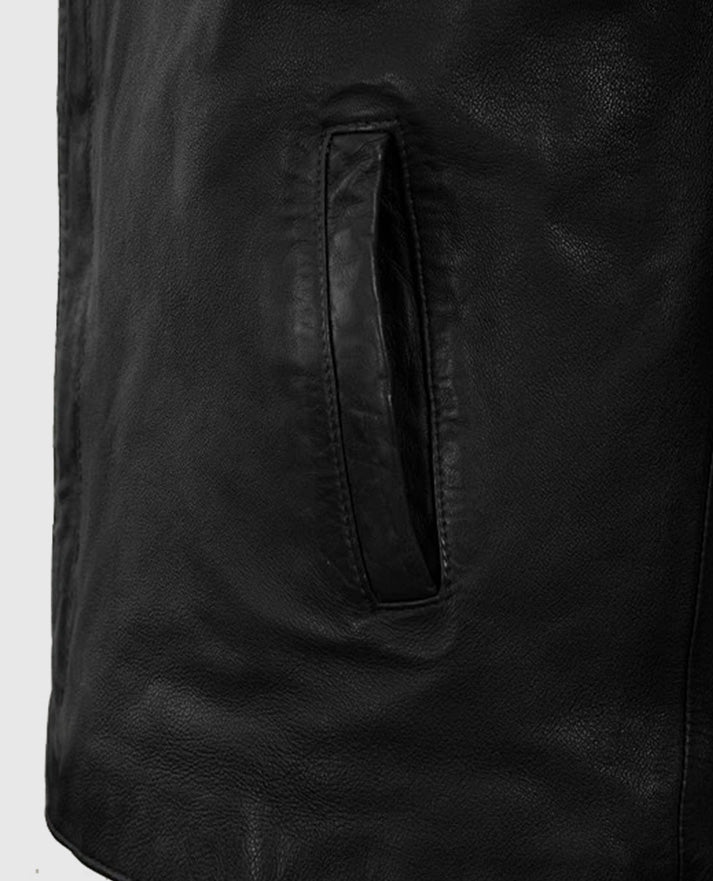 Motorad Black Biker Leather Jacket for Men
