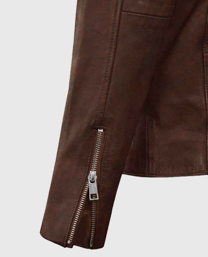 Men's Spanish Brown Biker Motorad Leather Jacket