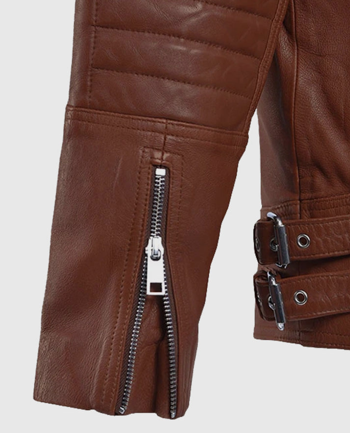 Men's Tan Shotgun Moto Leather Jacket