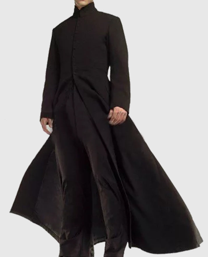 Neo Matrix Keanu Reeves Black Trench Coat