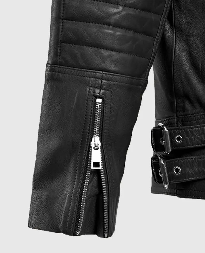 Shotgun Black Moto Leather Jacket For Men