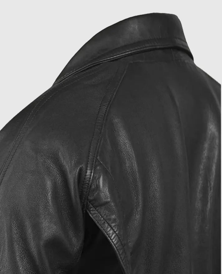 Vintage Bomber Black Leather Jacket For Men