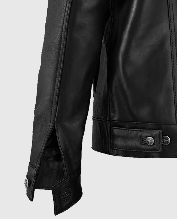 Men's Black Leather Sherpa Jacket