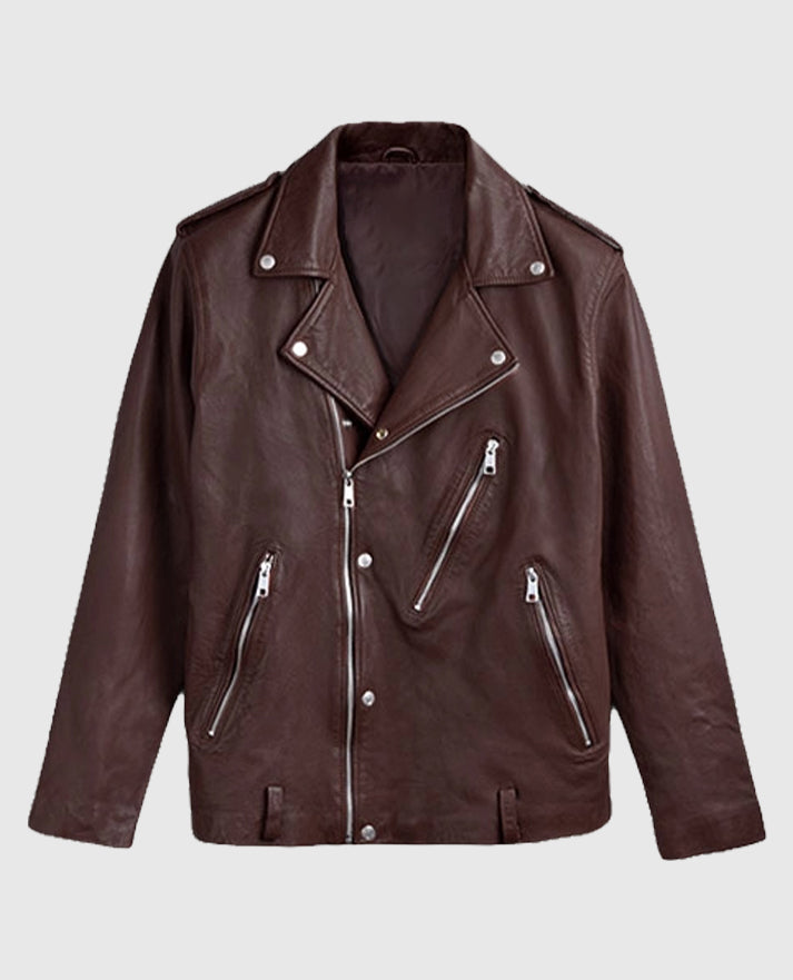 Men's Biker Beast Burgundy Leather Jacket