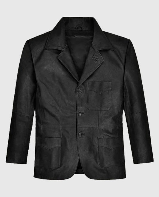 Ben Stiller Black Leather Blazer