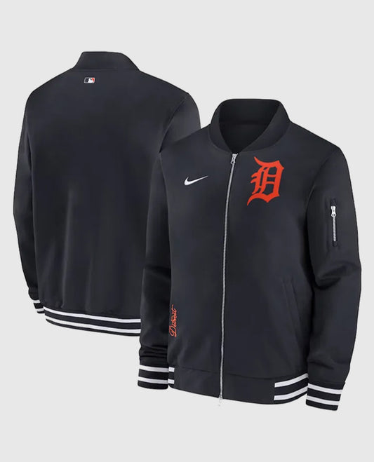 Detroit Tigers Black Bomber Black Full-Zip Jacket