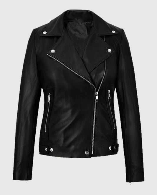 Jena Malone Black Leather Biker Jacket