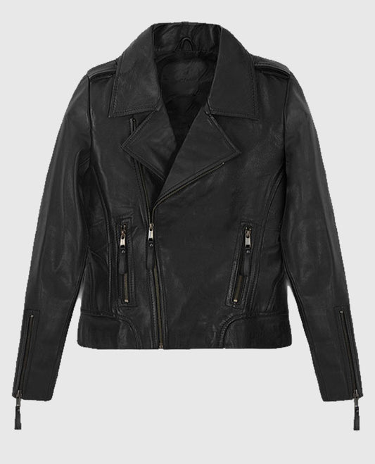 Jennifer Aniston Black Leather Biker Jacket