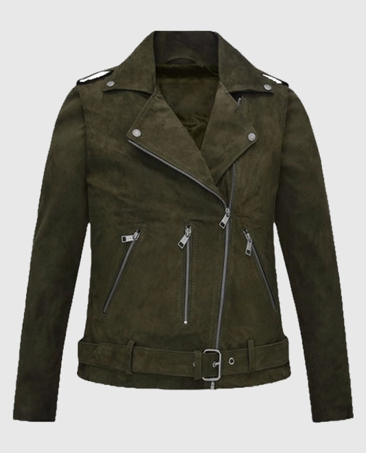 Jennifer Aniston Murder Mystery 2 Olive Suede Leather Jacket
