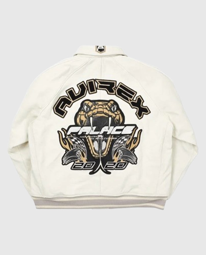 Palace Avirex No Snakes White Leather Jacket