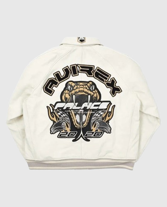 Palace Avirex No Snakes White Leather Jacket