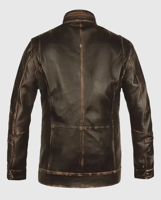 Retro Dark Brown Leather Jacket for Men