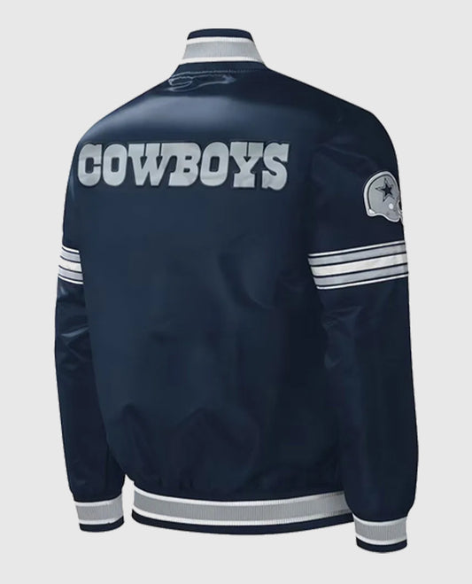 Starter Midfield Dallas Cowboys Navy Full-Snap Varsity Satin Jacket