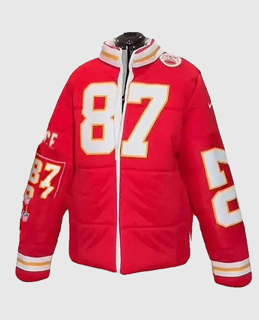 Taylor Swift Kelce 87 Red Puffer Jacket