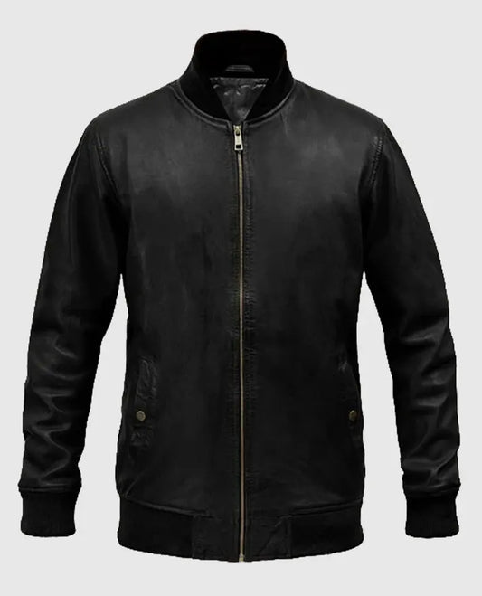 Tom Cruise Black Leather Bomber Jacket
