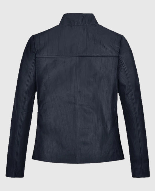 Women's Stand-Up Collar Leather Jacket