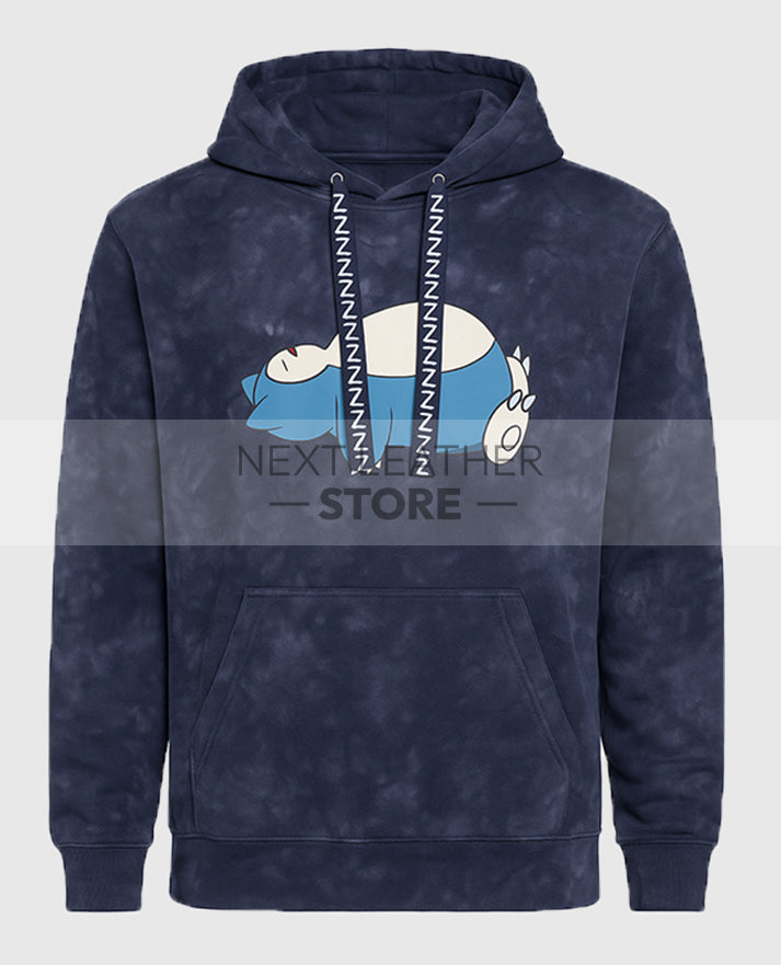Snorlax Blue Mineral-Wash Pullover Hoodie