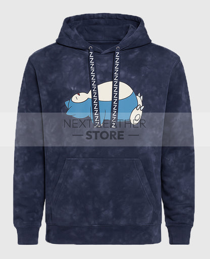 Snorlax Blue Mineral-Wash Pullover Hoodie