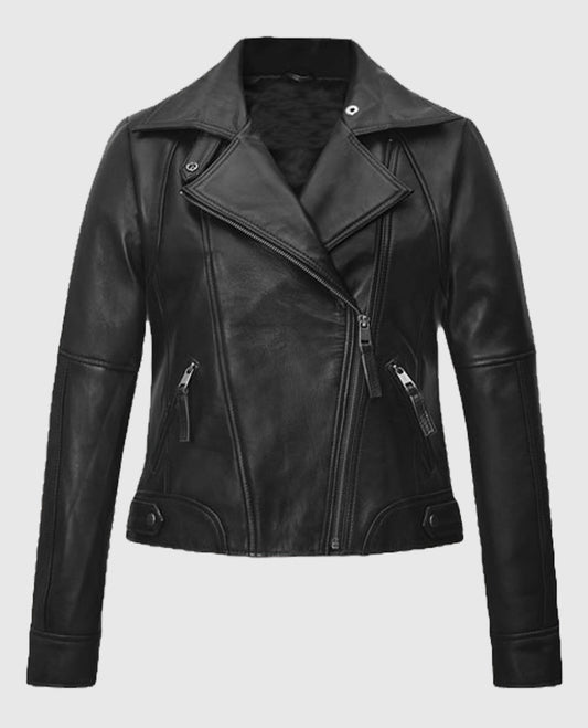 Women's Checkerboard Black and White Moto Jacket
