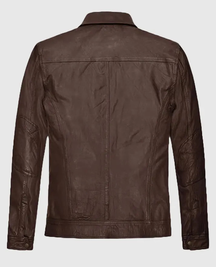 Retro Style Brown Leather Jacket For Men
