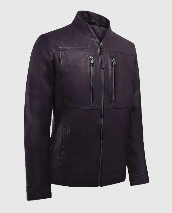 Thunder Storm Purple Biker Leather Jacket