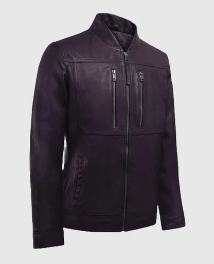 Thunder Storm Purple Biker Leather Jacket