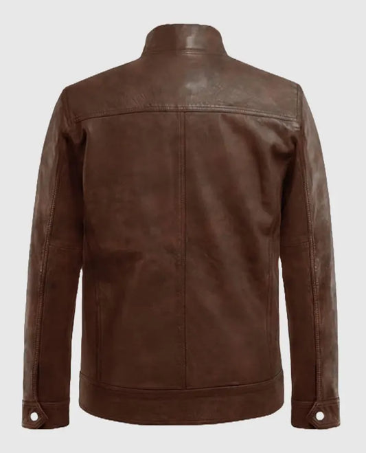 Men's Spanish Brown Thunder Storm Biker Leather Jacket