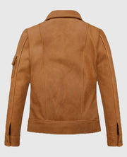 Canberra Tan Gigi Hadid Leather Jacket