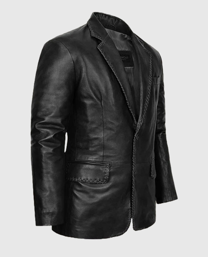 Men's Black Medieval Leather Blazer
