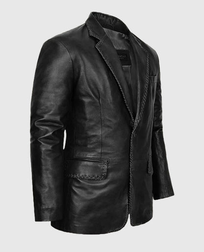 Men's Black Medieval Leather Blazer