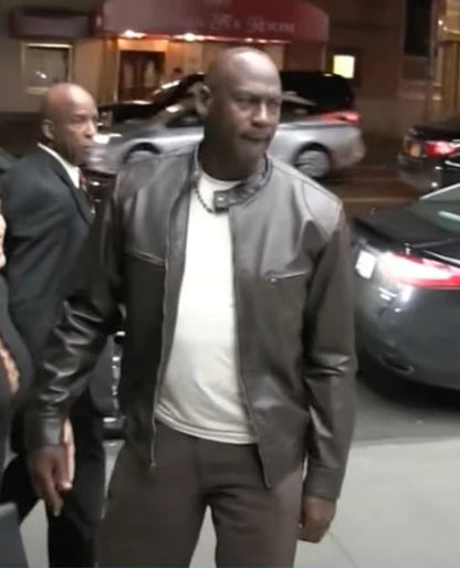 Michael Jordan Brown Leather Jacket