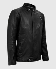 Motorad Black Biker Leather Jacket for Men