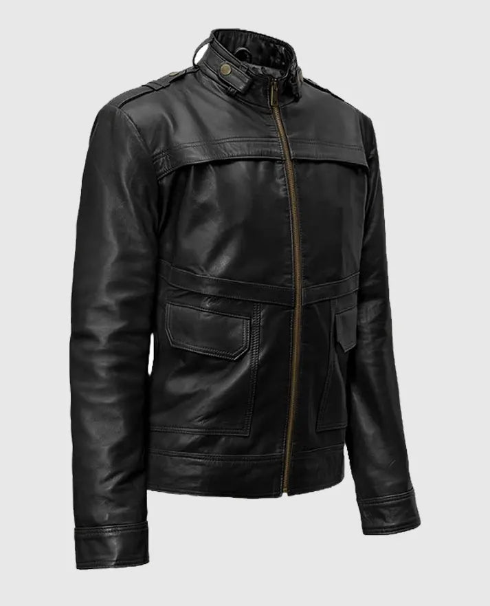 Men's Military Inspired Leather Jacket