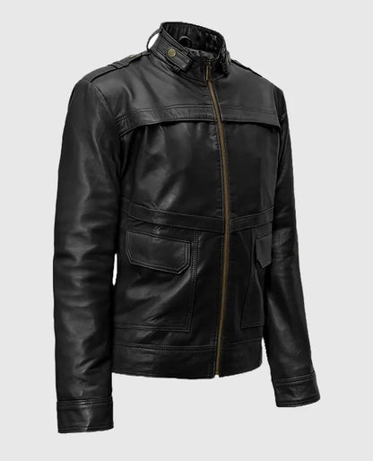 Men's Military Inspired Leather Jacket